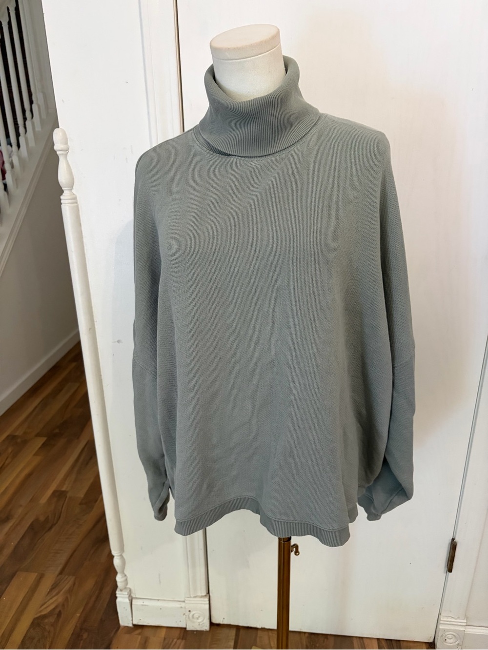 American Eagle Outfitters Relaxed Turtleneck Sweater in Sage Green